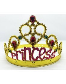 Princess Written Gold Color Adjustable Party Crown 60 cm
