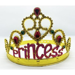 Princess Written Gold Color Adjustable Party Crown 60 cm