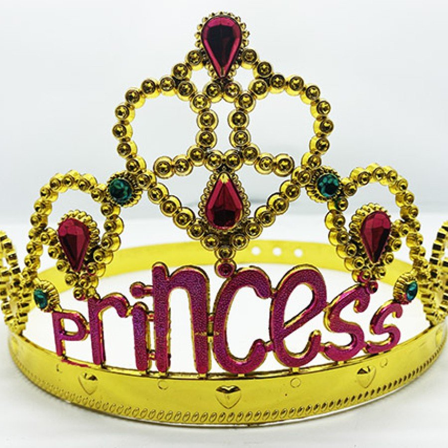 Princess Written Gold Color Adjustable Party Crown 60 cm