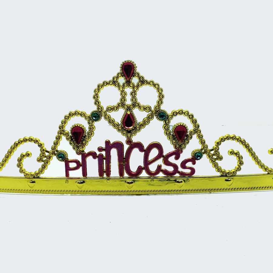 Princess Written Gold Color Adjustable Party Crown 60 cm