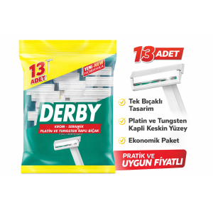 Derby Single Blade Razor 13 Pack in 1 Chrome Ceramic Platinum and Tungsten Coated Economic Package