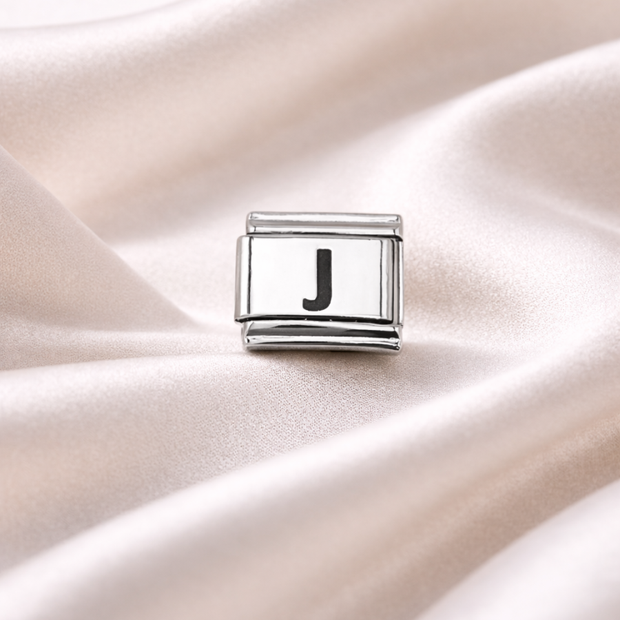 Nomination Compatible Letter J Charm | Steel Bracelet Accessory | Personalized Letter Module | Minimal & Stylish Design