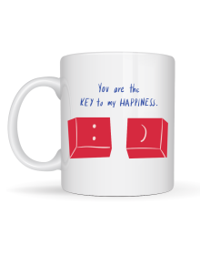 Model 25 – You Are the Key to My Happiness Designed Porcelain Mug - Meaningful & Romantic Gift