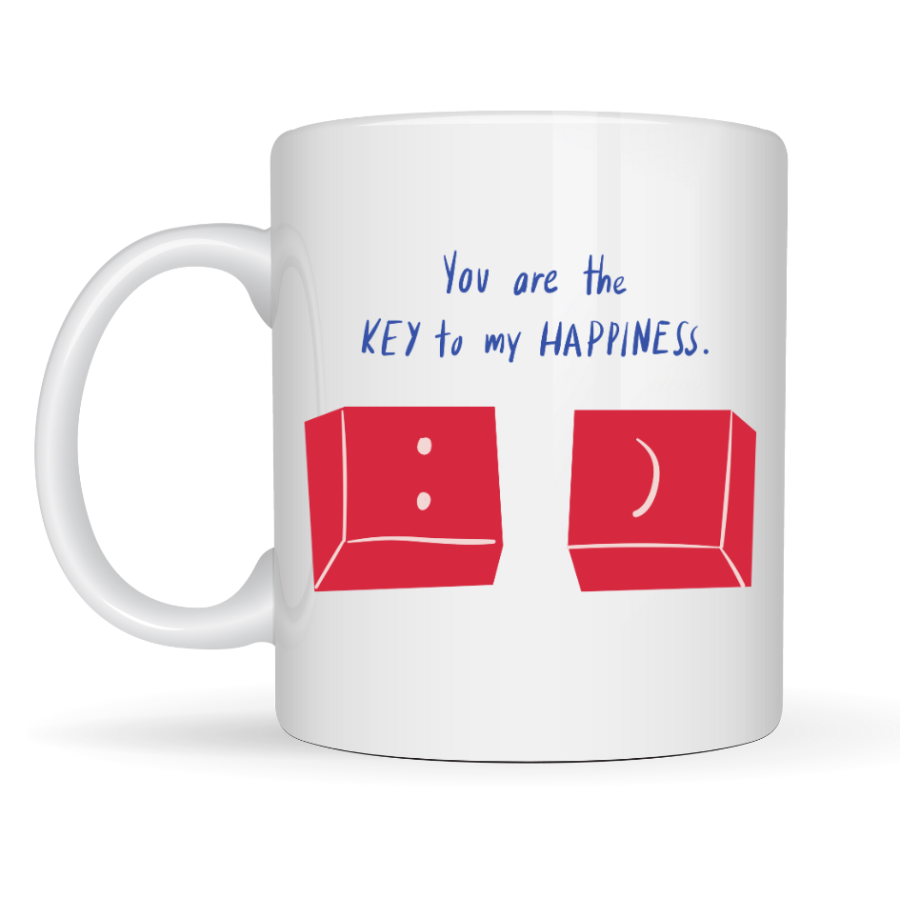 Model 25 – You Are the Key to My Happiness Designed Porcelain Mug - Meaningful & Romantic Gift