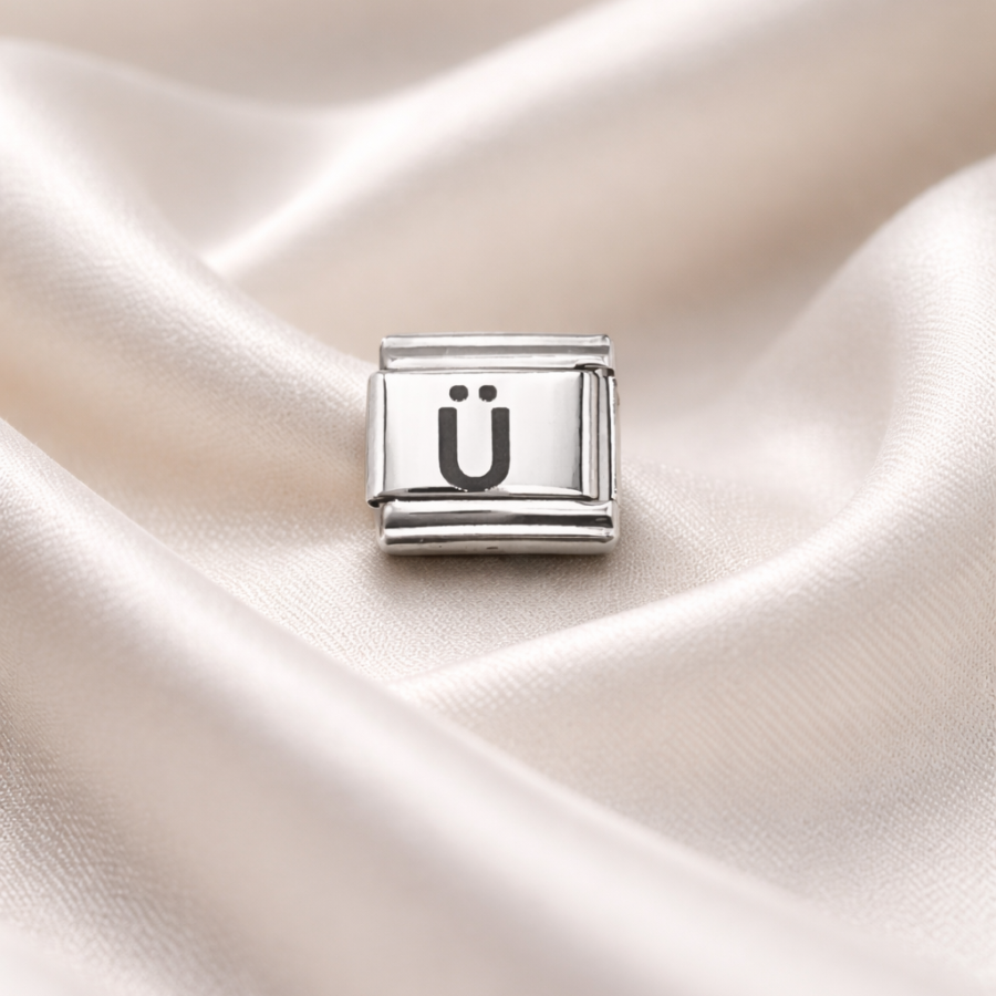 Nomination Bracelet Compatible Letter U Charm – Stainless Steel Letter Module – Personalized Bracelet Accessory