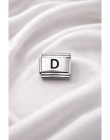 Nomination Compatible Letter D Charm – Steel Letter Bracelet Accessory, Personalized Modular Jewelry