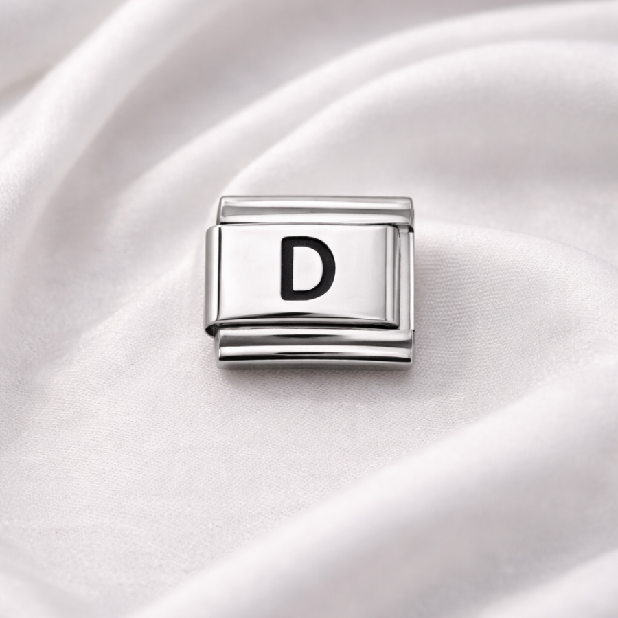 Nomination Compatible Letter D Charm - Steel Letter Bracelet Accessory, Personalized Modular Jewelry Nomination Compatible Letter D Charm - Steel Letter Bracelet Accessory, Personalized Modular Jewelry
