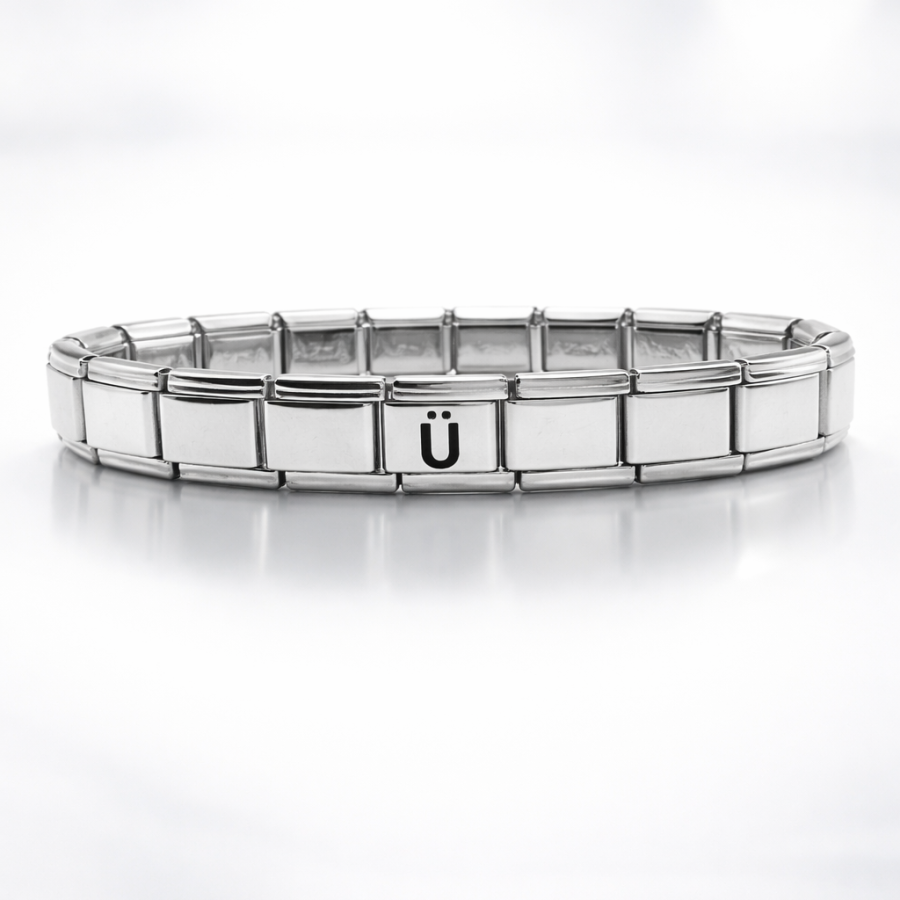 Personalized Steel Bracelet with the Letter U – Stainless Steel Wrist, Elegant and Minimal Letter Bracelet