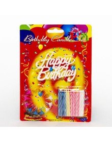 Colorful Waxed White Happy Birthday Written Birthday Candle 12 Pieces