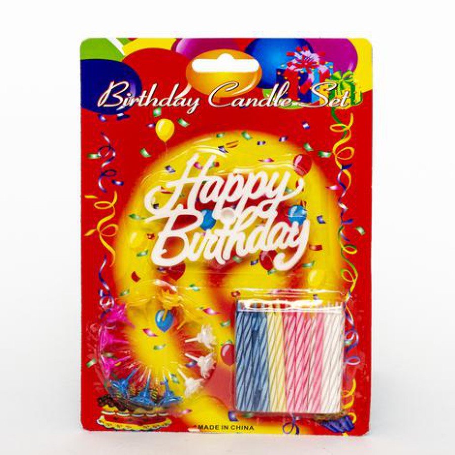Colorful Candle White Happy Birthday Written Birthday Candle 12 Pieces