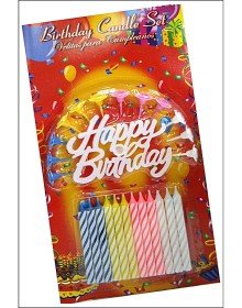 Colorful Waxed White Happy Birthday Written Birthday Candle 12 Pieces
