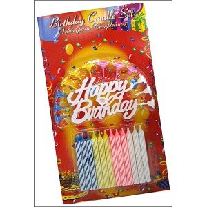 Colorful Waxed White Happy Birthday Written Birthday Candle 12 Pieces