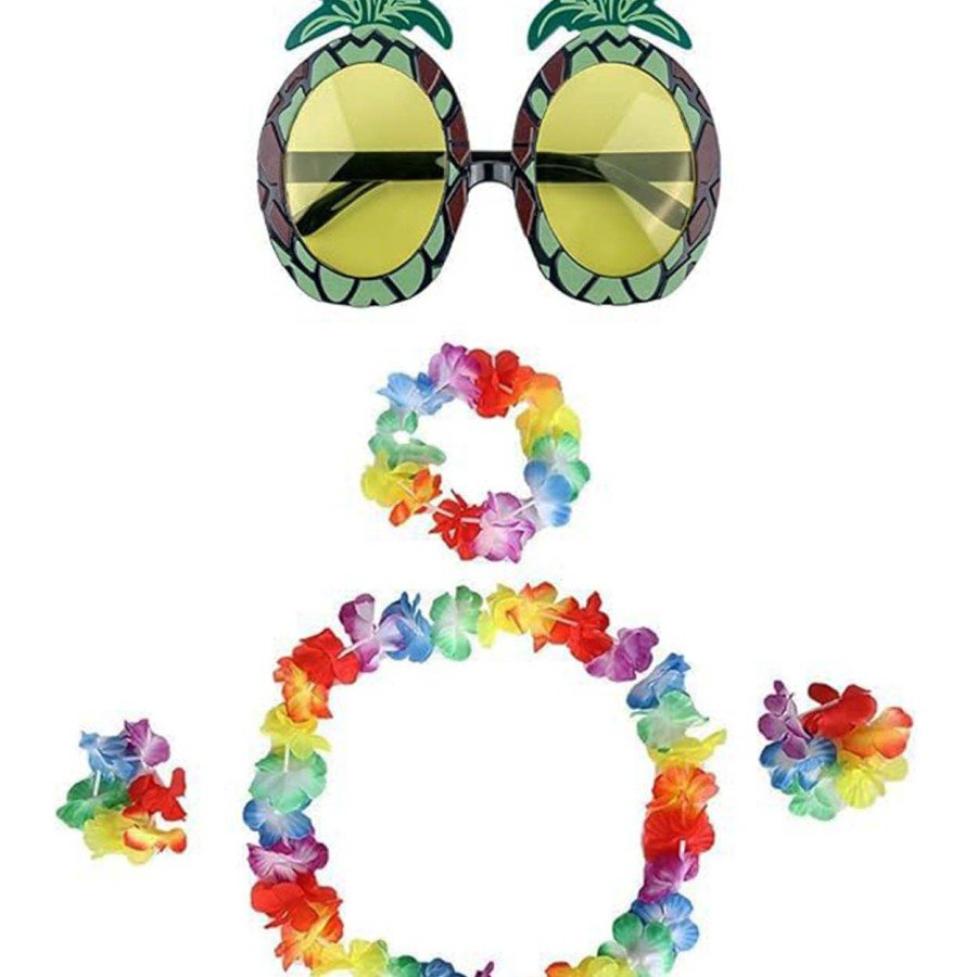 Colorful Pineapple Glasses, Crown, Necklace and Bracelet Set