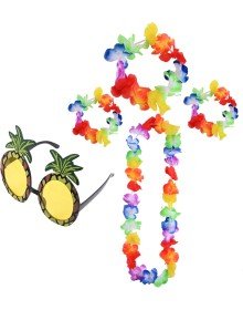 Colorful Pineapple Glasses, Crown, Necklace and Bracelet Set