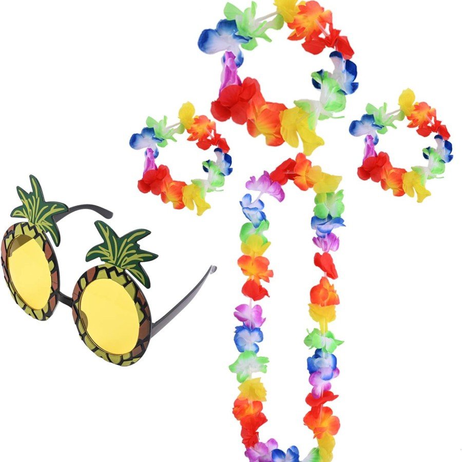 Colorful Pineapple Glasses, Crown, Necklace and Bracelet Set