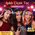 Colorful LED Flower Crown – Glow Party Crown with 3 Light Modes