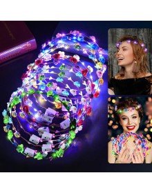 Colorful LED Flower Crown – Glow Party Crown with 3 Light Modes