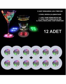 Colorful LED Light Coasters - Decorative (12 Pieces, Battery Operated)