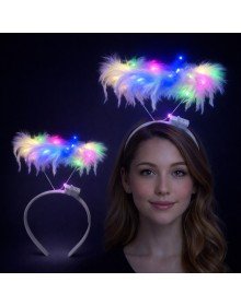 White Feather Tassel Party Crown with Colorful LED Lights