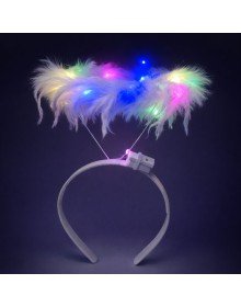 White Feather Tassel Party Crown with Colorful LED Lights