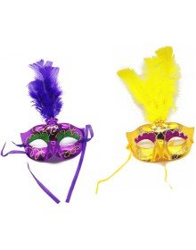 Colorful Feather Venetian Party Mask Mixed Color 12 Pieces