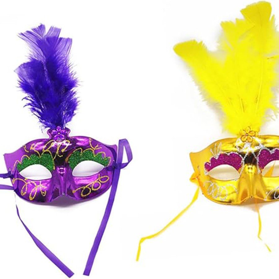 Colorful Feather Venetian Party Mask Mixed Color 12 Pieces