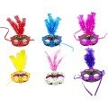 Colorful Feather Venetian Party Mask Mixed Color 12 Pieces