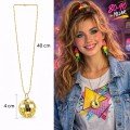 Retro Disco Ball Shaped 80s 90s Gold Color Plastic Necklace