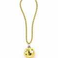 Retro Disco Ball Shaped 80s 90s Gold Color Plastic Necklace