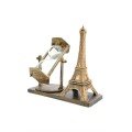 Retro Eiffel Tower and Hourglass Decorative Wooden Look Table Figurine Retro Eiffel Tower and Hourglass Decorative Wooden Look Table Figurine