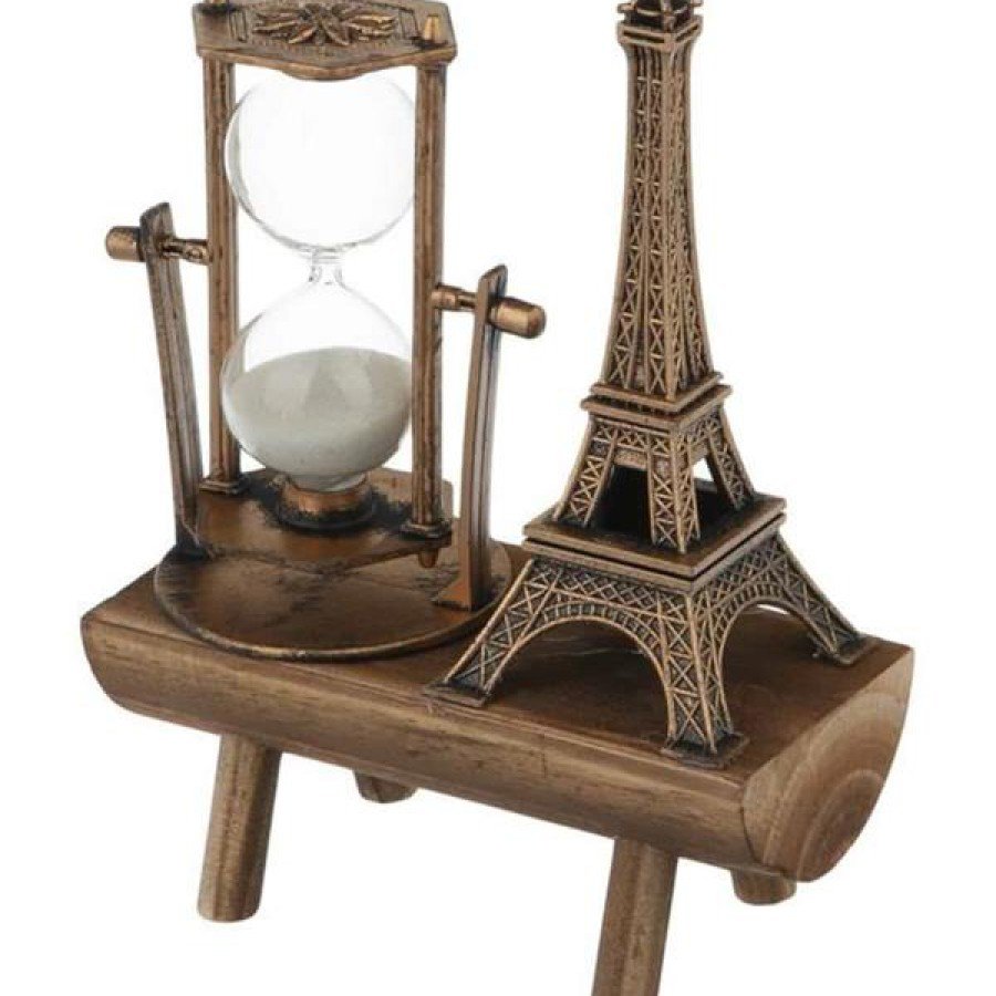 Retro Eiffel Tower and Hourglass Decorative Wooden Look Table Figurine Retro Eiffel Tower and Hourglass Decorative Wooden Look Table Figurine