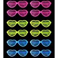 Retro Neon Highlighter Heart Shutter Glasses 12 Pcs – 80s 90s Party Style