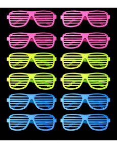 Retro Neon Highlighter Shutter Glasses 12 Pieces – 80s 90s Party Style