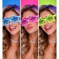 Retro Neon Highlighter Star Shutter Glasses 12 Pieces – 80s 90s Party Style