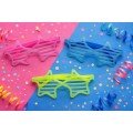 Retro Neon Highlighter Star Shutter Glasses 12 Pieces – 80s 90s Party Style