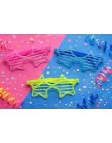 Retro Neon Highlighter Star Shutter Glasses 12 Pieces – 80s 90s Party Style