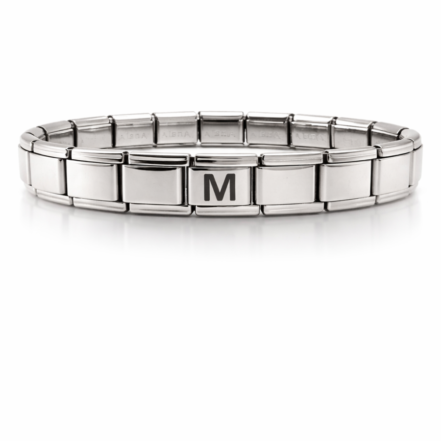 Letter M Steel Bracelet – Personalized Initial Bracelet – Stainless Steel Elegant Bracelet Letter M Steel Bracelet – Personalized Initial Bracelet – Stainless Steel Elegant Bracelet
