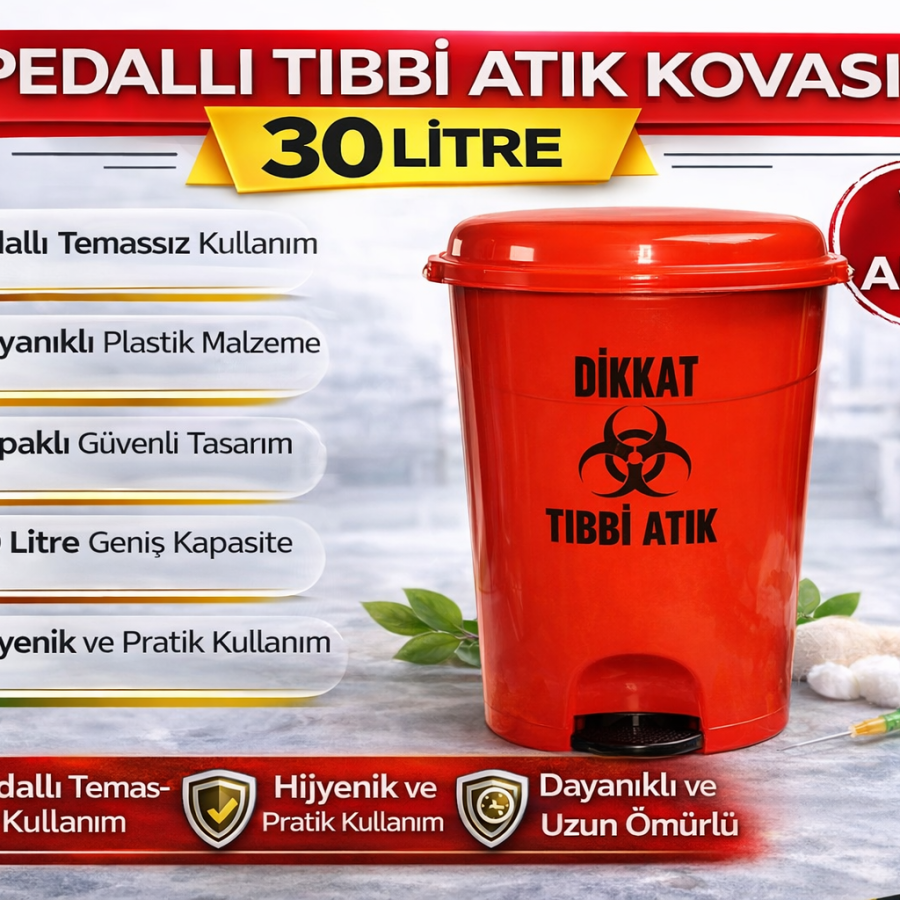 Pedal Medical Waste Bucket 60 Liters 1 Pedal Infected Waste Bucket with Cover