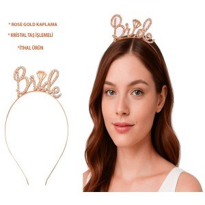 Rose Gold Colored Stone “Bride” Bridal Crown – With Handwritten Font