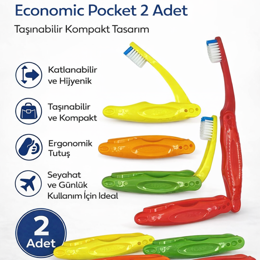 Banat Foldable Travel Toothbrush Economic Pocket 2 Portable Compact Design