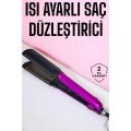 Hair Straightener Heat Adjustable Ceramic Coating Swivel Cord Anti-Frying