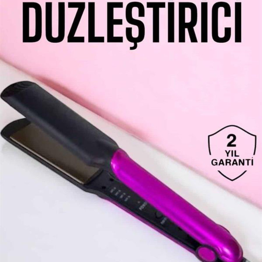 Hair Straightener Heat Adjustable Ceramic Coating Swivel Cord Anti-Frying