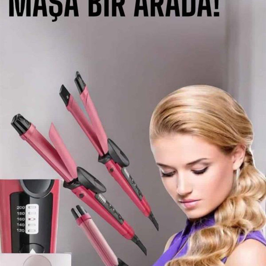 Hair Styler Straightener And Tongs Heat Adjustable