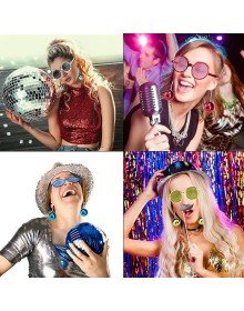 Swinging Disco Ball Earring Glasses Retro Hawaii 5 Colors 6 Pieces