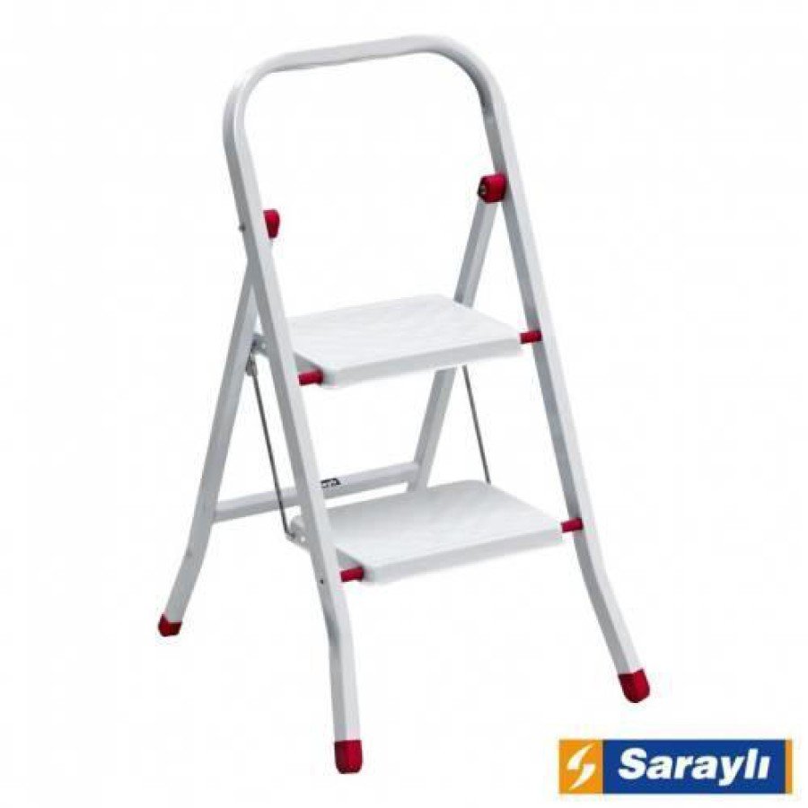 Saraylı Practical Metal Ladder White 2 Steps