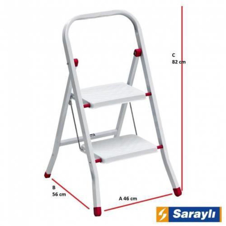 Saraylı Practical Metal Ladder White 2 Steps