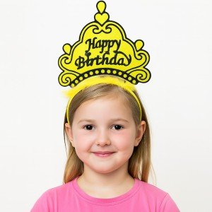 Yellow Happy Birthday Princess Crown – Birthday Crown Accessory Yellow Happy Birthday Princess Crown – Birthday Crown Accessory
