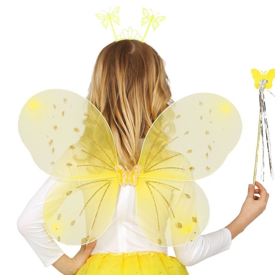 Yellow Butterfly Boy-Girl Set – 50 cm Butterfly Wing, Crown and Scepter
