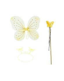 Yellow Butterfly Boy-Girl Set – 50 cm Butterfly Wing, Crown and Scepter