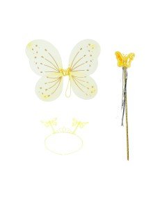 Yellow Butterfly Boy-Girl Set – 50 cm Butterfly Wing, Crown and Scepter